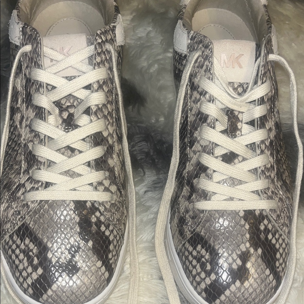 Michael Kors Gray and Cream Snake Print Sneakers